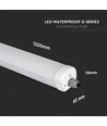 120cm 36W vandtæt komplet LED armatur, gennemfortrådet - 4320lm, 120lm/W, IP65