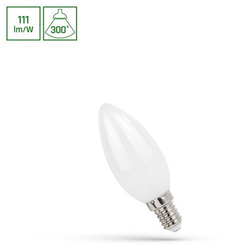 E14 5,5W LED kertepære - C35, filament mat glas, varm hvid, 610lm