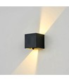 6W Dæmpbar CUBIC PRO væglampe - IP65, sort, sløjfbar, justerbar, firkantet, op/ned, inde / ude, inkl. lyskilde