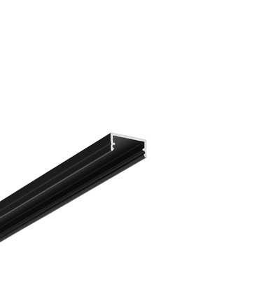 1m aluprofil BEGTON12 J/S - Sort anodiseret, påbygning, LED skinne