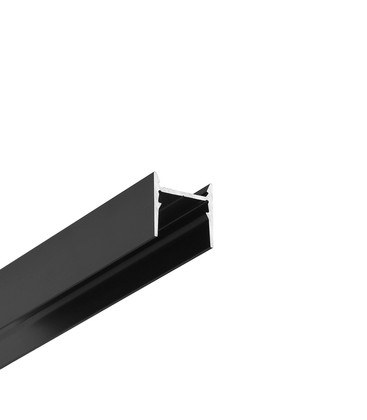 2m aluprofil COZY12 C/U1 - Sort anodiseret, påbygning, LED skinne