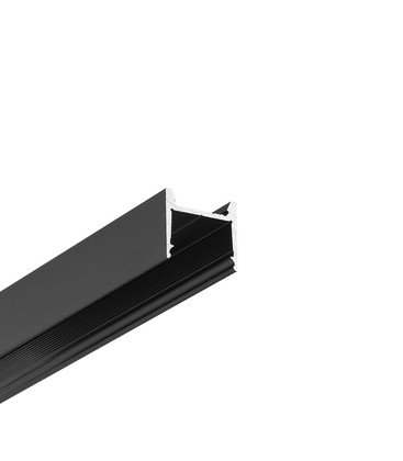 2m aluprofil HOOD14 F/U1 - Sort anodiseret, påbygning, LED skinne