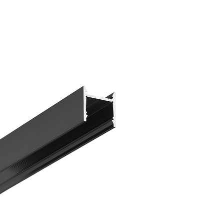 2m aluprofil LEVEL12 C/U1 - Sort anodiseret, påbygning, LED skinne