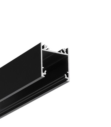 1m aluprofil LINEA20 EE7F/TY - Sort anodiseret, påbygning, LED skinne