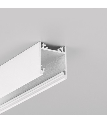 2m aluprofil LINEA20 EE7F/TY - Hvid lakeret, påbygning, LED skinne