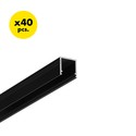 40 stk. 2m aluprofil SMART10 AC2/Z - Sort anodiseret, påbygning, LED skinne