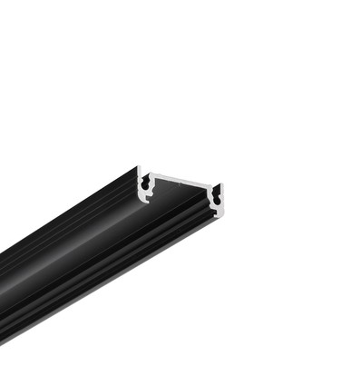 1m aluprofil SURFACE14 EE7F/TY - Sort anodiseret, påbygning, LED skinne