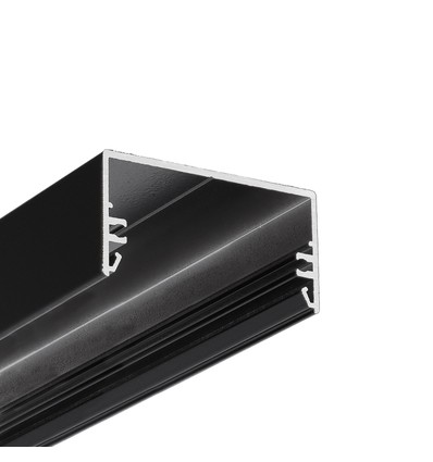 2m aluprofil LOWI C10 - Sort lakeret, påbygning, LED skinne