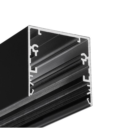 1m aluprofil PHIL53 C10 - Sort lakeret, påbygning, LED skinne