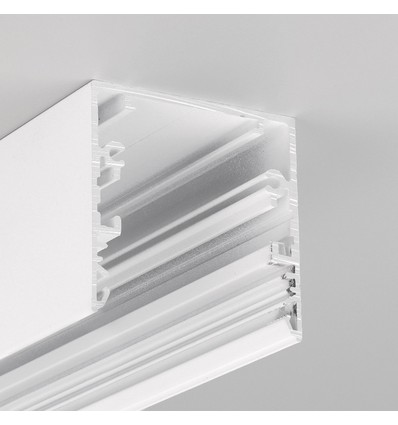 2m aluprofil PHIL53 C10 - Hvid lakeret, påbygning, LED skinne