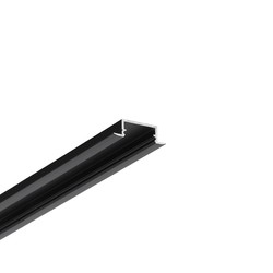 LED strip 1m aluprofil BEGTIN12 J/S - Sort anodiseret, indbygget, LED skinne