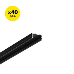 LED strip 40 stk. 2m aluprofil BEGTON12 J/S - Sort anodiseret, indbygget, LED skinne