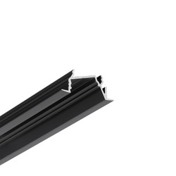 LED strip 2m aluprofil DIAGONAL14 F/TY - Sort anodiseret, indbygget, LED skinne
