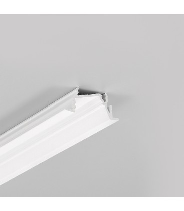 2m aluprofil DIAGONAL14 F/TY - Hvid lakeret, indbygget, LED skinne