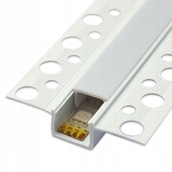 Alu / PVC profiler PVC profil 50x12 til indspartling - 2 meter, hvid, inkl. mælkehvidt cover