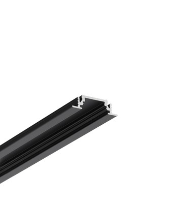 2m aluprofil GROOVE10 BC/UX - Sort anodiseret, indbygget, LED skinne