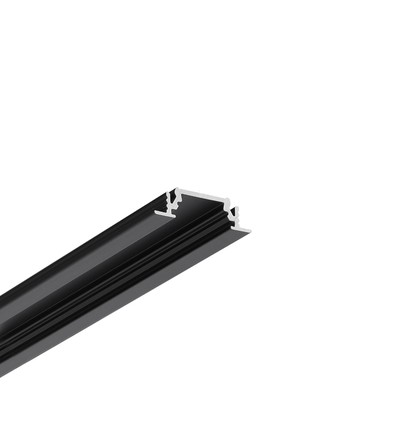 2m aluprofil GROOVE10 BC/UX - Sort anodiseret, indbygget, LED skinne