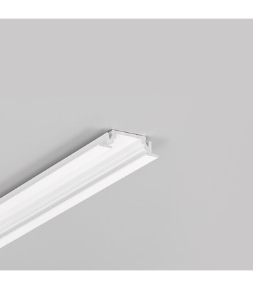 2m aluprofil GROOVE10 BC/UX - Hvid lakeret, indbygget, LED skinne