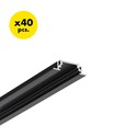 40 stk. 2m aluprofil GROOVE10 BC/UX - Sort anodiseret, indbygget, LED skinne