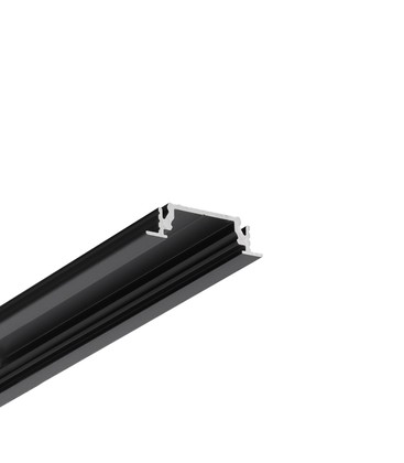 1m aluprofil GROOVE14 EE7F/TY - Sort anodiseret, indbygget, LED skinne