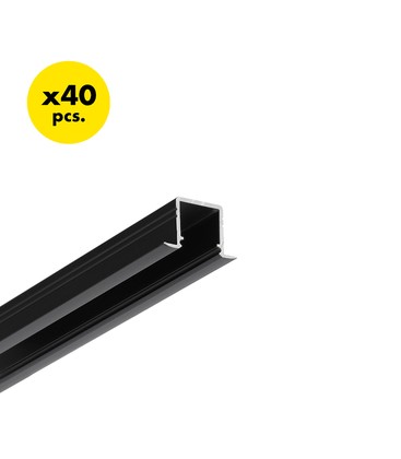 40 stk. 2m aluprofil SMART-IN10 AC2/Z - Sort anodiseret, indbygget, LED skinne