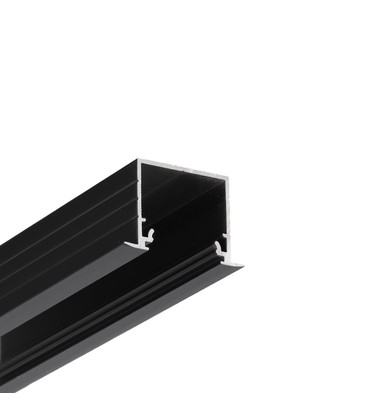 1m aluprofil LINEA-IN20 EE7F/U7 - Sort anodiseret, indbygget, LED skinne