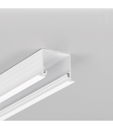 1m aluprofil LINEA-IN20 EE7F/U7 - Hvid lakeret, indbygget, LED skinne