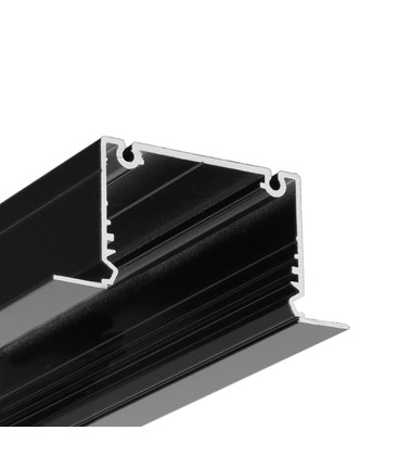 1m aluprofil PHIL RECESSED C10 - Sort lakeret, indbygget, LED skinne