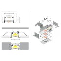 2m aluprofil PHIL RECESSED C10 - Anodiseret, indbygget, LED skinne