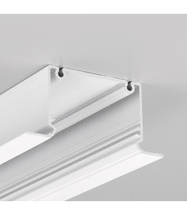 2m aluprofil PHIL RECESSED C10 - Hvid lakeret, indbygget, LED skinne