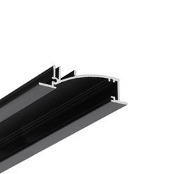 LED strip 1m aluprofil FLAT8 H/UX - Sort anodiseret, indbygget, LED skinne