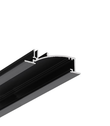 1m aluprofil FLAT8 H/UX - Sort anodiseret, indbygget, LED skinne 1m aluprofil FLAT8 H/UX - Sort anodiseret, indbygget, LED skinne
