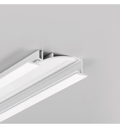 1m aluprofil FLAT8 H/UX - Hvid, indbygget, LED skinne