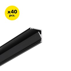 LED strip 40 stk. 2m aluprofil CABI12 E - Sort anodiseret, hjørne, LED skinne