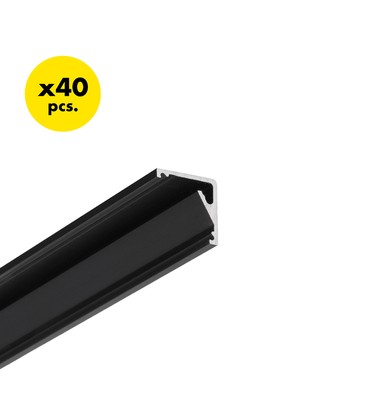 40 stk. 2m aluprofil CABI12 E - Sort anodiseret, hjørne, LED skinne 40 stk. 2m aluprofil CABI12 E - Sort anodiseret, hjørne, LED skinne