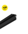 40 stk. 2m aluprofil CABI12 E - Sort anodiseret, hjørne, LED skinne