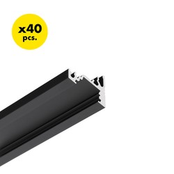 LED strip 40 stk. 2m aluprofil CORNER10 BC/UX - Sort anodiseret, hjørne, LED skinne