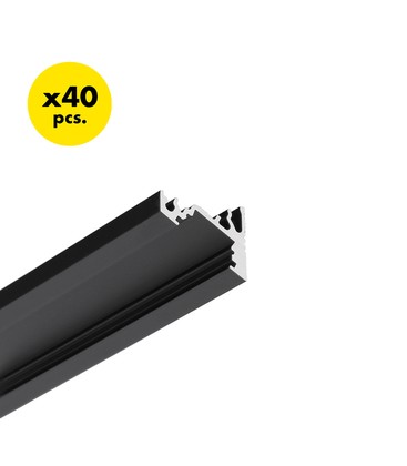 40 stk. 2m aluprofil CORNER10 BC/UX - Sort anodiseret, hjørne, LED skinne 40 stk. 2m aluprofil CORNER10 BC/UX - Sort anodiseret, hjørne, LED skinne