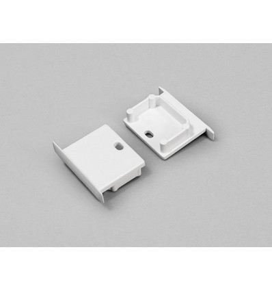 1 stk. Endestykke LINEA-IN20 - Med hul, hvid