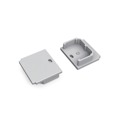 1 stk. Endestykke LINEA-IN20 TRIMLESS - Med hul, sølvfarvet