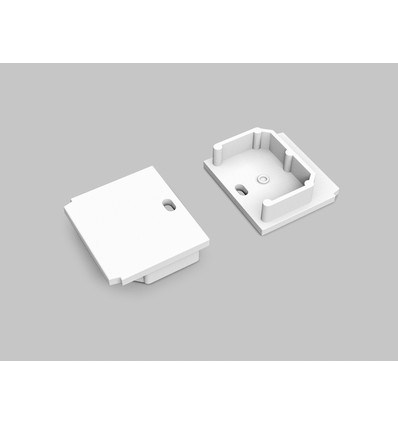 1 stk. Endestykke LINEA-IN20 TRIMLESS - Med hul, hvid