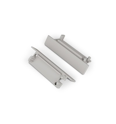 1 stk. Endestykke FLAT8 - Med hul, grå