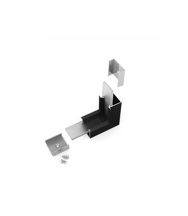 Profilsamler LINEA-IN20 90DEG -  op / ned, sort anodiseret