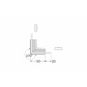 Profilsamler LINEA-IN20 270DEG -  op / ned, hvid lakeret