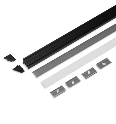 2m sæt CORNER10.V2 + C CLICK - Sort anodiseret