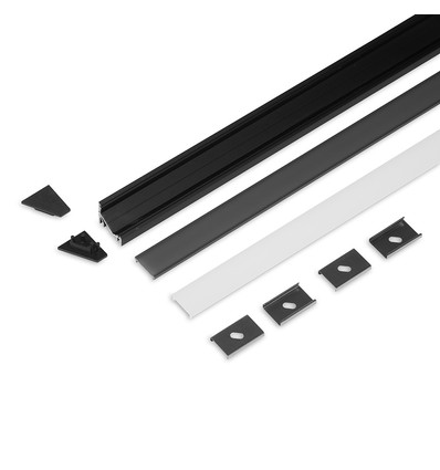 2m sæt CORNER12.V2 + F CLICK - Sort anodiseret