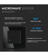 Vægmonteret mikrobølgesensor - Sort, til indbygning, Max 300W