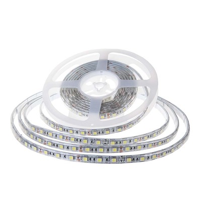 10m 8W/m stænktæt LED strip - 24V, IP65, 120 LED pr. meter, 6500K