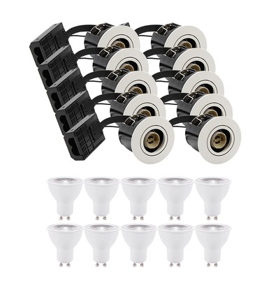 10 stk. indbygningsspot Inno88 - Inkl. 6W RA97 GU10, mat hvid, IP44, godkendt i isolering