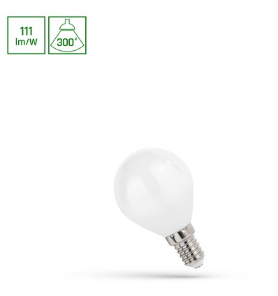 E14 5,5W LED kronepære - G45, filament, mat glas, varm hvid, 300°